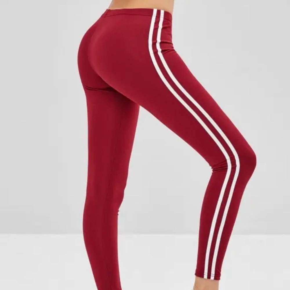 red stripped leggings